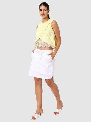 Women's Yellow Fit Textured Crop Top