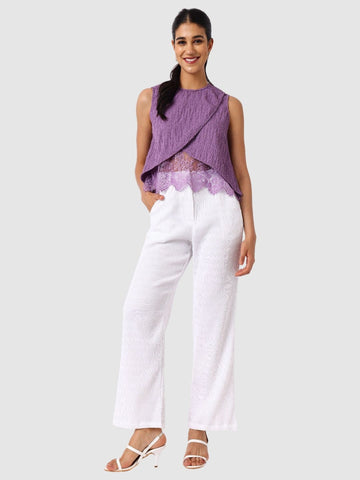 Women's Purple Fit Textured Crop Top