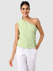 Women's Green Fit Textured Ruffled Top