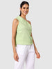 Women's Green Fit Textured Ruffled Top