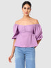 Women's Purple Fit Textured Designer Back Top