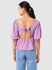 Women's Purple Fit Textured Designer Back Top