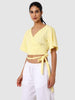Women's Yellow Fit Textured Wrap Top