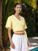 Women's Yellow Fit Textured Wrap Top