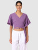 Women's Purple Fit Textured Wrap Top