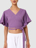 Women's Purple Fit Textured Wrap Top