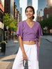 Women's Purple Fit Textured Wrap Top