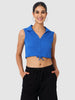 Women's Blue Textured Crop Top