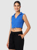 Women's Blue Textured Crop Top