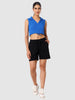 Women's Blue Textured Crop Top