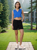 Women's Blue Textured Crop Top