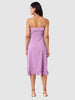 Women's Purple and Flared Textured Wrap Dress