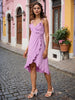 Women's Purple and Flared Textured Wrap Dress