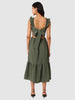 Women's Green and Flared Textured Maxi Dress