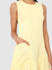 Women's Yellow Fit Textured Tiered Dress