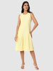 Women's Yellow Fit Textured Tiered Dress