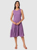 Women's Purple Fit Textured Tiered Dress