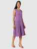 Women's Purple Fit Textured Tiered Dress