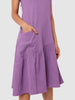 Women's Purple Fit Textured Tiered Dress