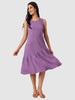 Women's Purple Fit Textured Tiered Dress