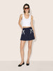 Women's Blue Relaxed Fit Stiped Formal Skirt