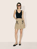 Women's Beige Relaxed Fit Stiped Formal Skirt