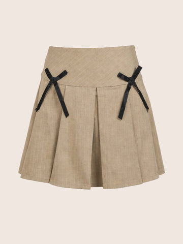 Women's Beige Relaxed Fit Stiped Formal Skirt