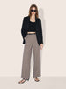 Women's Khaki Relaxed Fit Striped Formal Trousers