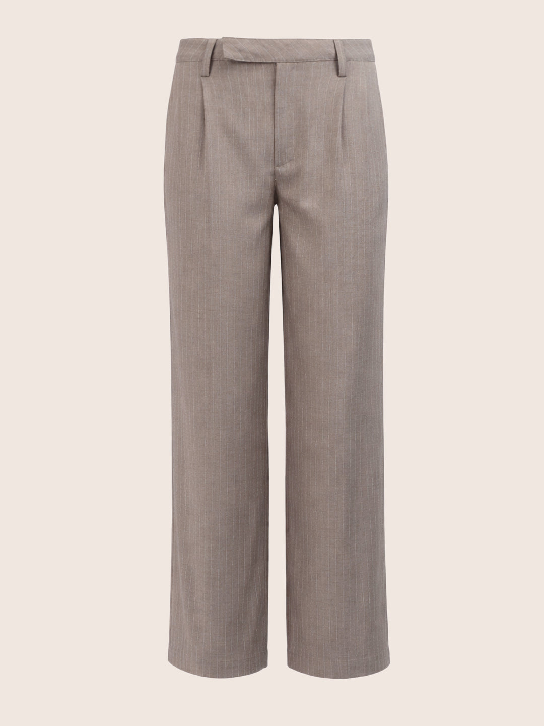 Women's Khaki Relaxed Fit Striped Formal Trousers