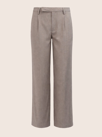 Women's Khaki Relaxed Fit Striped Formal Trousers