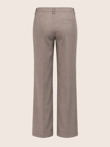 Women's Khaki Relaxed Fit Striped Formal Trousers