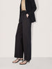 Women's Black Relaxed Fit Striped Formal Trousers