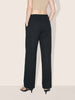 Women's Black Relaxed Fit Striped Formal Trousers
