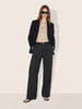 Women's Black Relaxed Fit Striped Formal Trousers