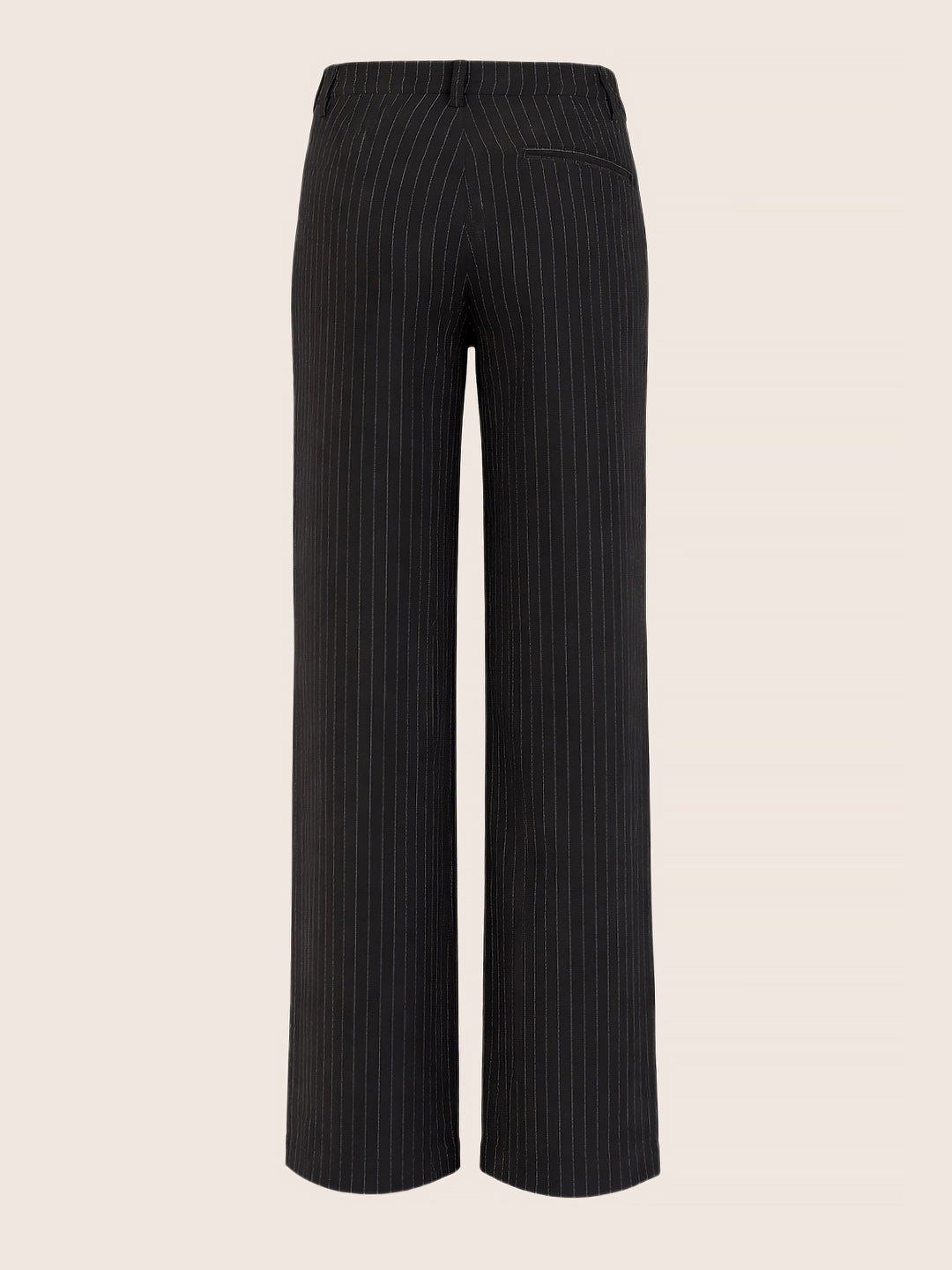Women's Black Relaxed Fit Striped Formal Trousers