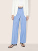 Women's Blue Relaxed Fit Striped Formal Trousers