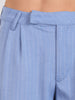 Women's Blue Relaxed Fit Striped Formal Trousers