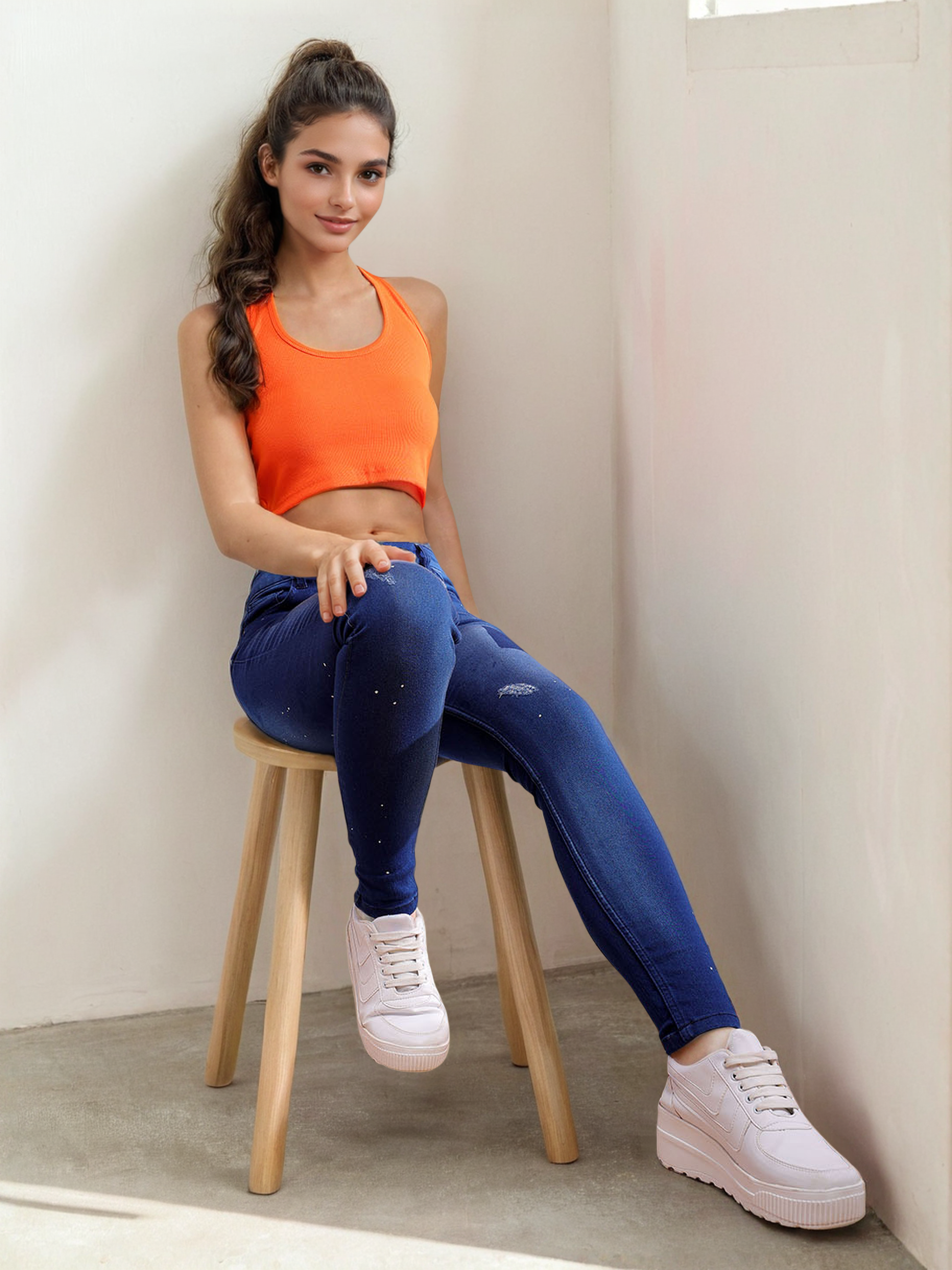 Women's Animal Printed Straight Denim Jeans