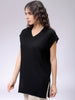 Women's Black Boxy Fit Solid Sweater