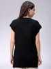 Women's Black Boxy Fit Solid Sweater