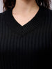 Women's Black Boxy Fit Solid Sweater