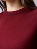 Women's Red Loose Fit Solid Sweater