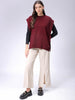 Women's Red Loose Fit Solid Sweater