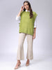 Women's Green Loose Fit Solid Sweater