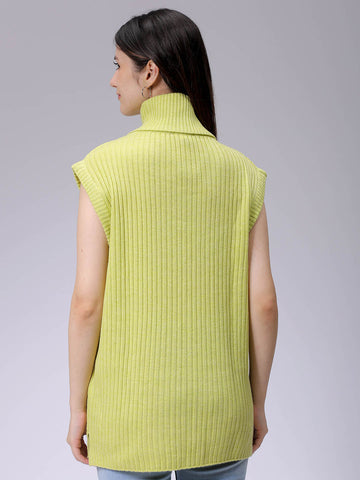 Women's Green Loose Fit Solid Sweater