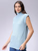 Women's Blue Loose Fit Solid Sweater