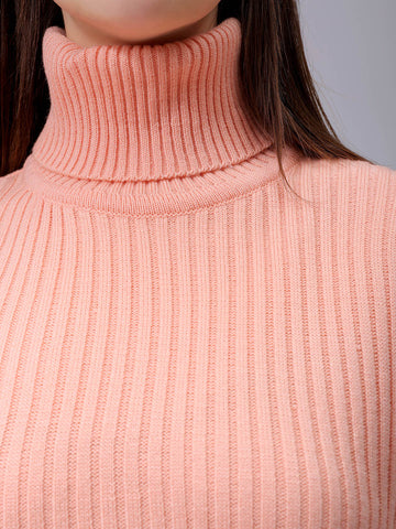 Women's Pink Loose Fit Solid Sweater