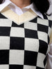 Women's Loose Fit Checked V-Neck Sweater