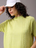 Women's Green Relaxed Fit Solid Sweater