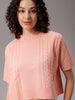 Women's Pink Relaxed Fit Solid Sweater